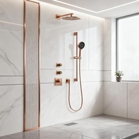 Robinet de douche thermostatique encastré de luxe en laiton brossé pour villa moderne, mitigeur à poignée unique, jet doux, valve en céramique