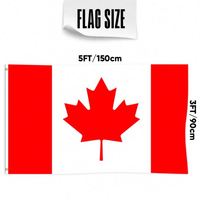 Drapeau du Canada 3x5 pieds en tissu polyester avec deux œillets en laiton, simple couche, pour décoration murale intérieure et extérieure