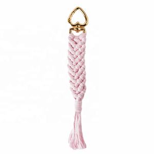 พวงกุญแจเชือกฝ้ายถักทำมือปี <span class=keywords><strong>2022</strong></span> พร้อมพู่ห้อยสไตล์โบโฮ แมคราเม่ สำหรับตกแต่งกระเป๋าผู้หญิง - Product Image 6
