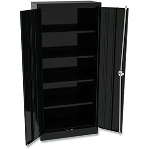 Alera CM6615BK Armoire de classement noire 30w X 15d X 66h avec quatre étagères fixes - Product Image 1