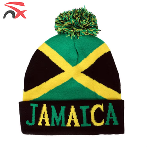 Proveedor profesional personalizado acrílico Spandex elástico Jamaica <span class=keywords><strong>invierno</strong></span> tejido Beanie sombreros con bola superior - Product Image 1