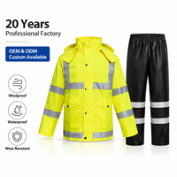 Combinaison de pluie ultra-légère réfléchissante, coupe-vent, résistante à l'eau, en tissu Oxford, pour la sécurité au travail, la construction et la logistique