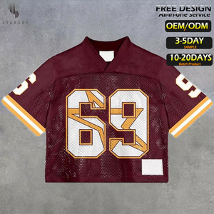 Custom New Jersey T-shirt voor heren, Harajuku Hip Hop, met opdruk van cijfers, oversized, goth, <span class=keywords><strong>V</strong></span>-hals, mesh top - Product Image 1