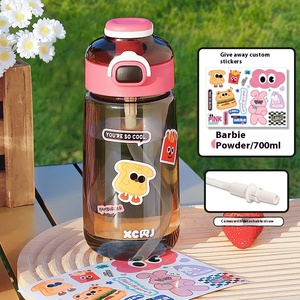 Botella de viaje bonita transparente de gran capacidad de 700ML, botella de agua de dibujos animados, taza portátil para beber té - Product Image 6