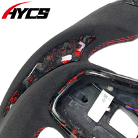 Volant Personnalisé en Fibre de Carbone Forgée Rouge Suède LED RPM pour Honda Civic Type R CRV XRV Accord 10e Génération 2016-2018