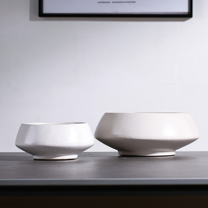 Creativo di grandi dimensioni in ceramica bianca fiore Kenzan vaso rustico da tavolo decorazione per la casa contenitore piccolo vaso per soggiorno - Product Image 5