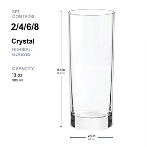 Jinbaijia 4pcs 6pcs Restaurant Hotel Drinking Crystal Tall Water Wine Juice Beer Whisky Glass Tumbler Highball Cup Mug Tank Set