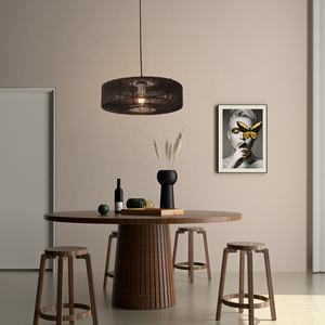 House Light Lustres en rotin modernes Home House Lampe de table à manger 9W E27 Lampes suspendues en corde de chanvre en bambou faites à la main - Product Image 2