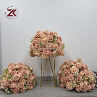 ZKAI Dekorasi Bunga Pernikahan Berkualitas Tinggi, Bunga Hydrangea Sutra Buatan, Bola Bunga Mawar Sutra Warna Dusty Pink untuk Pesta