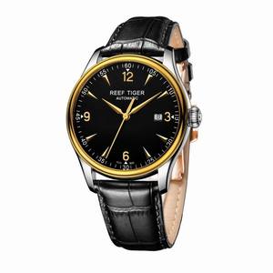 Reef Tigre Top Brand di Lusso Della Vigilanza del Vestito Da <span class=keywords><strong>Uomo</strong></span> In Oro <span class=keywords><strong>Giallo</strong></span> Cinturino In Vera Pelle Automatico <span class=keywords><strong>Orologio</strong></span> Da Polso Impermeabile Data RGA823 - Product Image 2
