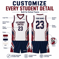 Seragam Basket Sekolah Kustom Set Jersey Tim Bernapas, Pakaian Olahraga Berkinerja Tinggi Dengan Logo Nama Nomor untuk Tim Siswa