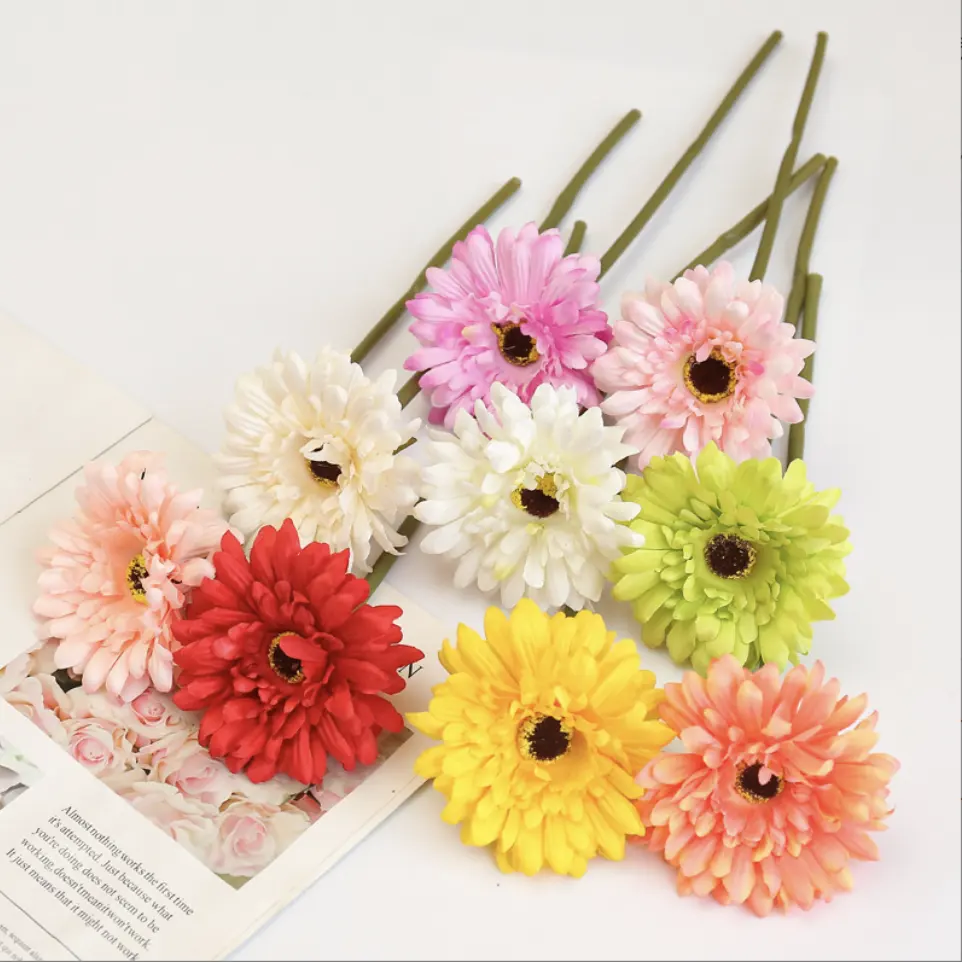 Grosir bunga buatan bunga sutra tunggal batang gerbera untuk dekorasi