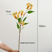 Kunstbloemen Vlamlelie met lange steel, guirlandelelie, fotografie-accessoires met enkele steel, bloemendesign Kantoor- en huisdecoratie