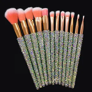 12 Stück Luxus Diamond Bling Make-up Pinsel Kristall Strass Make-up Pinsel