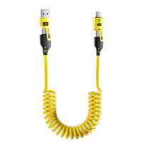 Câble de données rétractable 4-en-1 ultra-rapide pour usine, 1,5 m, avec connecteurs Micro USB/Type-C, chargeur de voiture