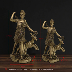 Statue personnalisée de la déesse grecque <span class=keywords><strong>Artemis</strong></span> Diana en résine finition bronze, déesse de la chasse avec figurine de cerf pour la décoration de la maison ou du bureau - Product Image 3