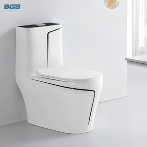 Moderno lusso oro Set bagno sanitari doppio filo di un pezzo ciotola in ceramica piedistallo lavabo lavabo per alberghi - Product Image 1
