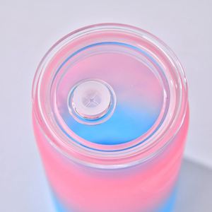 Gobelets en plastique colorés en forme de canette de 16 oz, recyclables, avec couvercle en PP et paille, pour emballage UV DTF, expédiés depuis l'entrepôt américain - Product Image 2