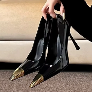 Sandales élégantes à talon aiguille et bout pointu pour femme, nouvelle collection 2026, en cuir véritable, talon de 8 cm, chaussures de luxe pour dames - Product Image 2