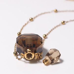 Diskon besar kalung <span class=keywords><strong>Amethyst</strong></span> Quartz mawar dengan rantai penghubung hijau Fluorite & kabut kuarsa minyak esensial liontin perhiasan botol - Product Image 4