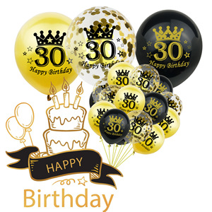 Ensemble de 15 ballons transparents à paillettes pour anniversaire d'adulte, 30, 40, 50 ans, décoration de fête - Product Image 1