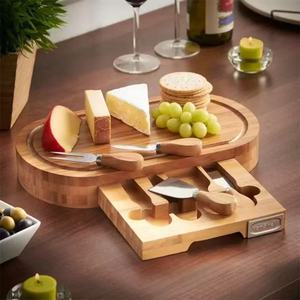 Ensemble de planches à fromage en bois Hangxu avec tiroir, planche à découper ovale, outils à fromage multifonctions pour servir et couper - Product Image 1
