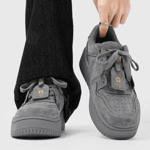 Mocassins rétro faits à la main pour hommes, élégants et décontractés, en gris, avec semelle épaisse et hauteur de 4 cm, style rétro - Product Image 3