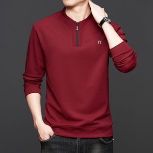 Camisola de gola semi-zíper masculino Pullover Casual Joker camisa de manga comprida - Product Image 3