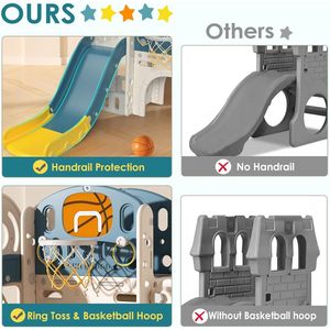 Tobogán escalador Premium 9 en 1 para interiores/exteriores para niños pequeños con telescopio de aro de baloncesto de lanzamiento de anillo, para niños de 1 a 3 años - Product Image 3