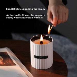 شمعة عيد الحب من السيراميك بفتيل خشبي للعلاج بالروائح، مصنوعة يدويًا من شمع الصويا والزيوت العطرية، هدية زفاف، شمعة طويلة الأمد لغرفة النوم - Product Image 2