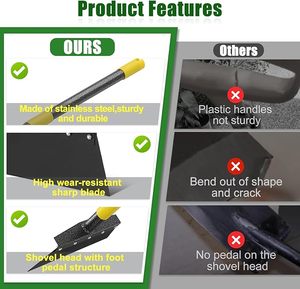 Multi Functional Flat Shovel Long Handle Manual Weeder Heavy-duty Metal Flooring and Gardening <b>Tools</b> - Product Image 4