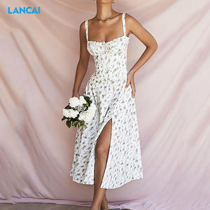 Wholesale Elegant Party Strap <b>Dress</b> Custom Logo New Design Split Summer <b>Dress</b> - Product Image 5