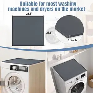 23.6" X 23.6" Anti-Slip Rectangle Silicone Rubber Mat Washer Dryer Protective Cover For Washing Machine