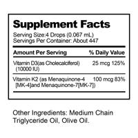 Gouttes liquides de Vitamine D3 K2 MK7 à marque privée OEM/ODM, saveur naturelle, végétalien, sans OGM, pour la santé osseuse et immunitaire, 30 ml, complément alimentaire