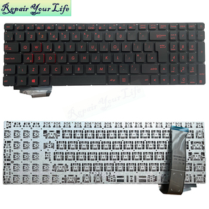 คีย์บอร์ดแล็ปท็อปภาษาสเปนสำหรับ <span class=keywords><strong>Asus</strong></span> GL752 <span class=keywords><strong>GL552V</strong></span> GL552VL แป้นพิมพ์ GL552JX GL552VX ปุ่มสีแดงไม่มีกระดาษแบ็คไลท์ - Product Image 2