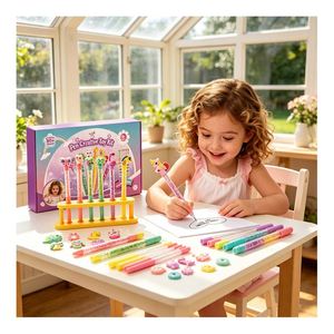 Mess Free Glitter Pen Craft Kit Funnels Tweezers Sparkly Beads Sequins Kids Art Learning Toy Gift <b>Box</b> <b>Present</b> Set - Product Image 6