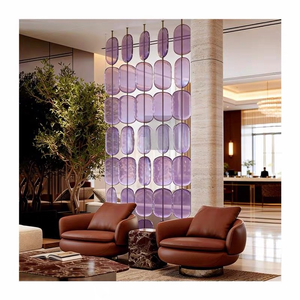 Paravent de séparation en verre moderne sur mesure, lampe de sol en acier inoxydable léger, séparateur d'espace pour hôtel, villa, restaurant de luxe - Product Image 3