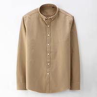 Kemeja Oxford Pria Logo Kustom Warna Solid Lengan Panjang Kancing Depan Kasual Bisnis Kantor Kerja
