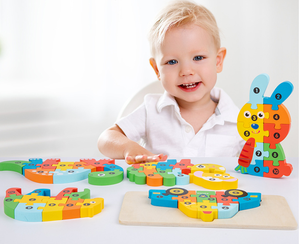 Puzzle in legno prescolare per bambini puzzle 3d giocattoli <span class=keywords><strong>Montessori</strong></span> cartone animato apprendimento dinosauro puzzle animali - Product Image 4