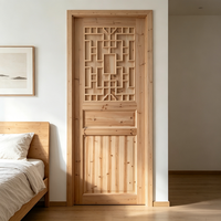 Porte intérieure en bois massif de sapin avec grille décorative, en bois naturel, pour chambre à coucher