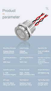 ONPOW saklar piezo logam IP68 12mm, sakelar piezoelektrik sesaat 12mm - Product Image 5