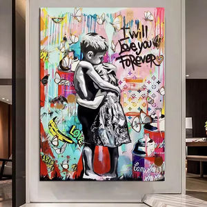 Decorazione per la casa moderna Deco <span class=keywords><strong>ragazzo</strong></span> ragazza che abbraccia la tela stampa murale arte Graffiti Poster <span class=keywords><strong>da</strong></span> <span class=keywords><strong>parete</strong></span> appesa per la casa o l'ufficio - Product Image 2