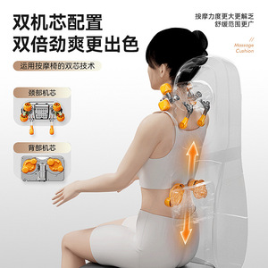 Coussin de massage multi-têtes avec double moteur, soutien cervical et lombaire, vibration, tapotement, thérapie thermique, rechargeable par USB - Product Image 1