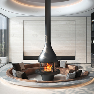 Forno Chiuso 360 °   Caminetto Elettrico Sospeso <span class=keywords><strong>da</strong></span> Soffitto in Vetro Trasparente a Rotazione Libera, Elegante per Interni Domestici, 900mm - Product Image 4