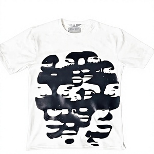 เสื้อยืดแขนสั้นสีขาวสำหรับผู้ชาย PeY-Cit ลายพิมพ์นามธรรมสีดำ ทรงโอเวอร์ไซส์ คอกลม ผ้าเจอร์ซีย์คอตตอน 100% เป็นมิตรกับสิ่งแวดล้อม - Product Image 1