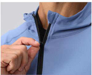 Chaqueta deportiva para hombre con cremallera completa, cuello alto, secado rápido, para correr, gimnasio, entrenamiento, chaqueta ligera para hacer ejercicio - Product Image 3