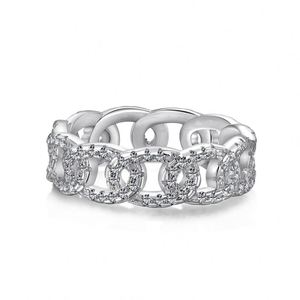 Bagues cubaines Dylam Hip Hop Chunky en argent sterling 925 plaqué rhodium avec zircone cubique 5A entrelacée pour femme - Product Image 1