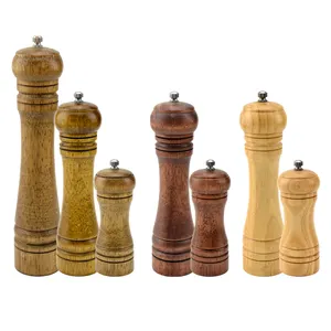 Classic Design High Quality BPA Free Wood Pepper Salt Mill Lacquer Rubber Wood Grinder