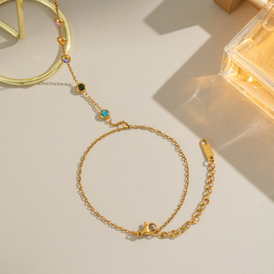 Pulsera de Cadena de Mano Boho de Lujo, Moderna, Antideslustre, Impermeable, Chapada en Oro de 18K, de Acero Inoxidable 316L, con Bisel Delicado y Colorido de Circonitas Cúbicas - Product Image 5