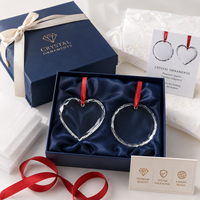 Adorno Navideño de Cristal Transparente con Impresión UV Personalizable, Decoración Colgante en Forma de Corazón o Redonda para Regalos Navideños